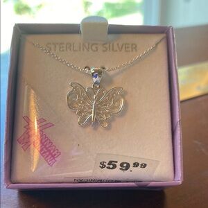 Disney 925 Sterling Silver Butterfly Necklace